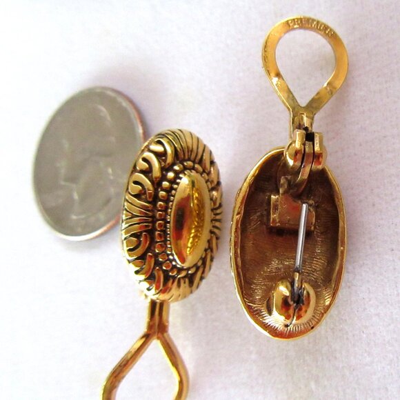 PREMIER DESIGN gold tone oval earrings - convertible clip-on OR pierced!! - Picture 5 of 5